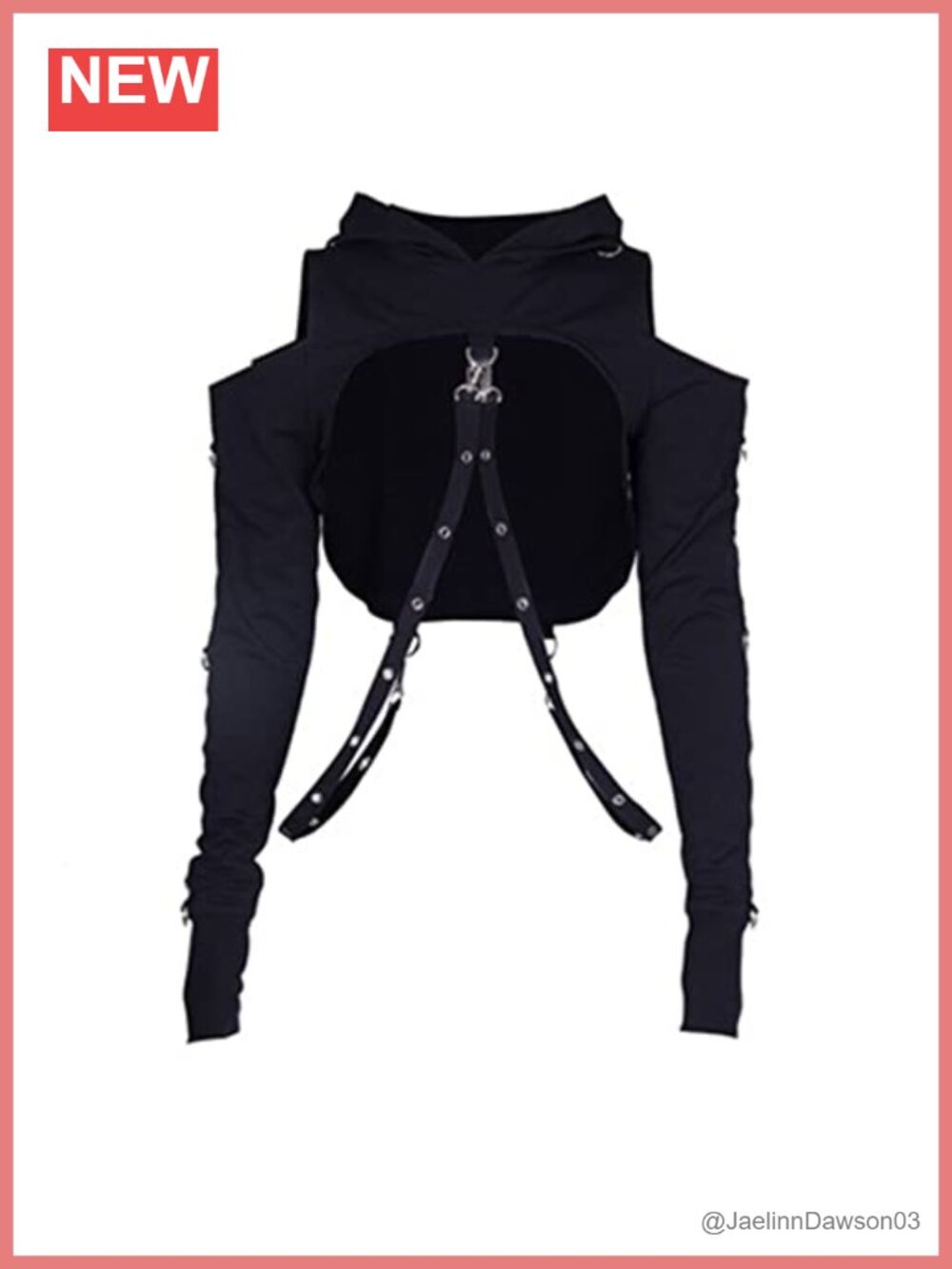 Gothic Punk Crop Hoodie Off Shoulder Bandage Long Sleeve Pullover Rave